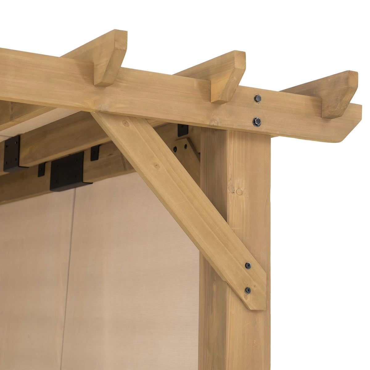 Sunjoy Cedar Pergola 10 x 11 ft. Wooden Hot Tub Pergola with Adjustable Canopy and Privacy Screen
