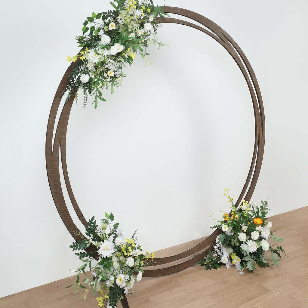 Efavormart 7FT Rustic Square Wedding Arch Wooden Backdrop Stand, Wedding Ceremony Arch - Brown