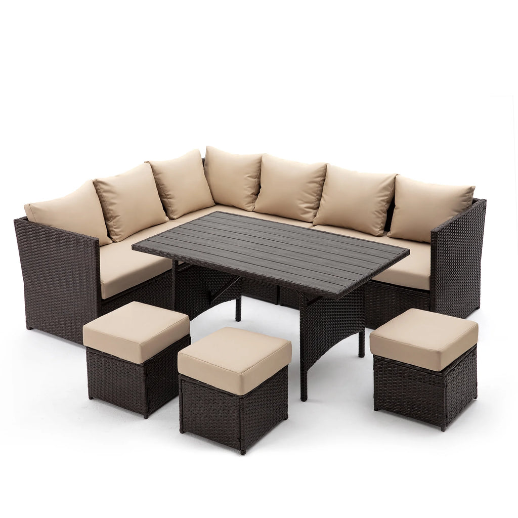 Danrelax 7-Piece Patio Conversation Set, Outdoor Sectional Sofa, PE Rattan Wicker Furniture, Steel Frame, Gray