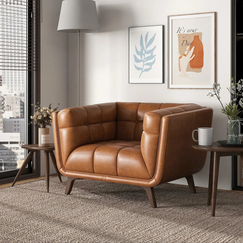 Allen Mid-Century Modern Velvet Upholstered Armchair in Blue