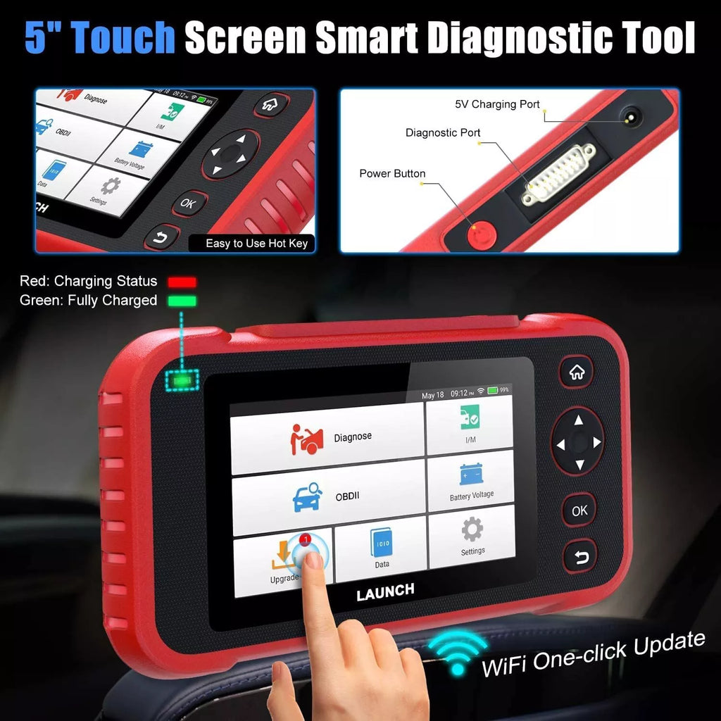 LAUNCH CRP123I V2.0 OBD2 Diagnostic Scan Tool, Engine ABS SRS Transmission Scanner with 7 Reset, Oil/EPB/D-P-F/SAS/BAS/BMS Reset Thro-ttle Relearn, Lifetime Fr-ee Update (Upgraded CRP123)
