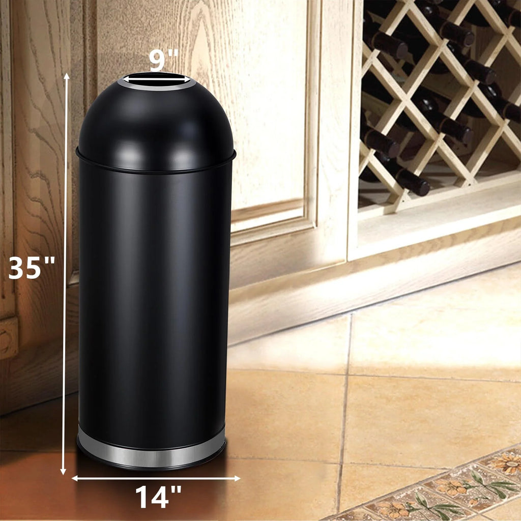 Huisuilinss 17 Gallon Trash Can,Black Open Top Trash Can,Commercial Stainless Steel Industrial Waste Basket Container, Metallic Black Large Garbage Enclosure for Home, Office, Restaurant, Restroom