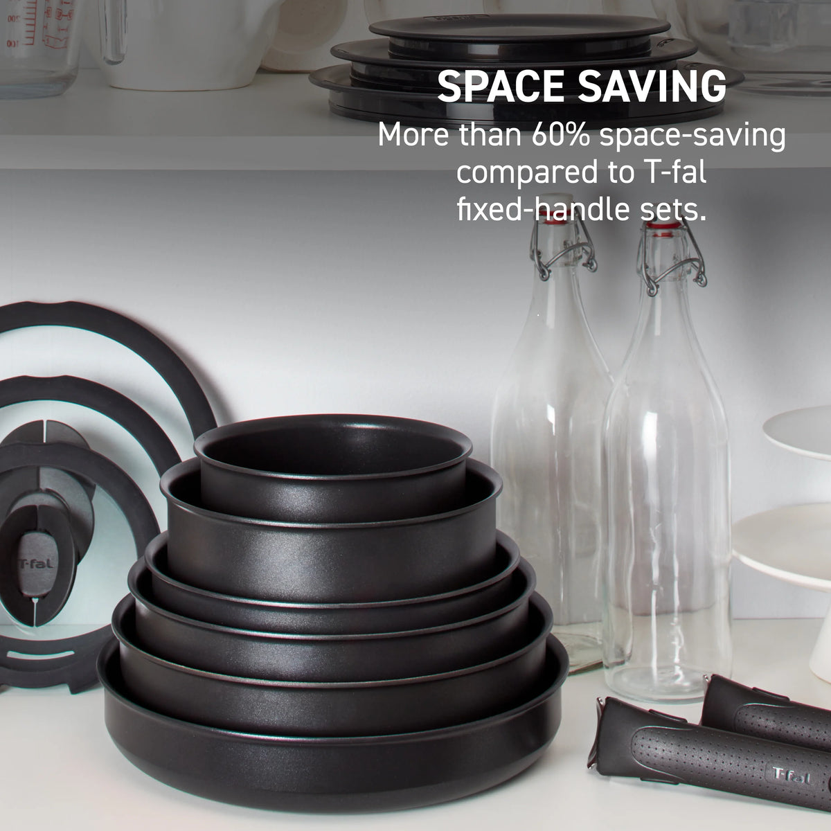 T-fal Ingenio Expertise Nonstick 14-Piece Cookware Set, Induction Oven Safe up to 500F, Detachable Handle, Onyx Black
