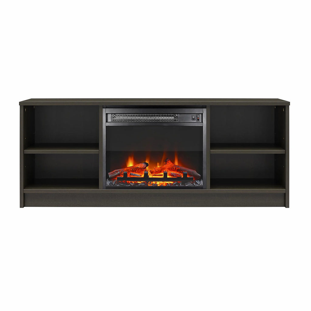 Mainstays Fireplace TV Stand, for TVs up to 55", Black Oak
