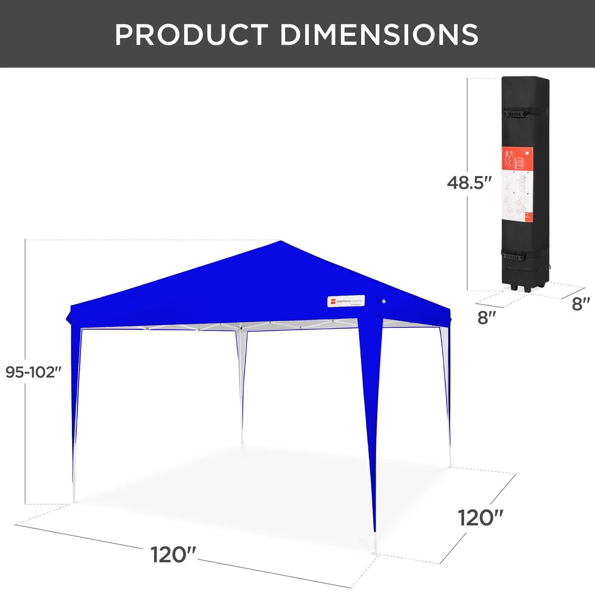 Best Choice Products 10x10ft Pop Up Canopy Outdoor Portable Adjustable Instant Gazebo Tent w/ Carrying Bag - White