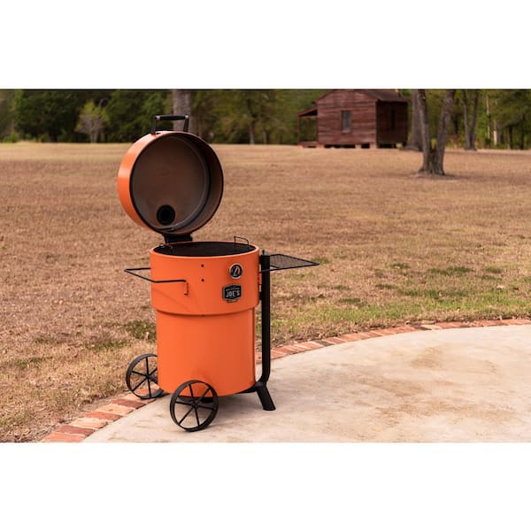 Bronco Pro Charcoal Drum Smoker and Grill in Orange with 366 sq. in. Cooking Space