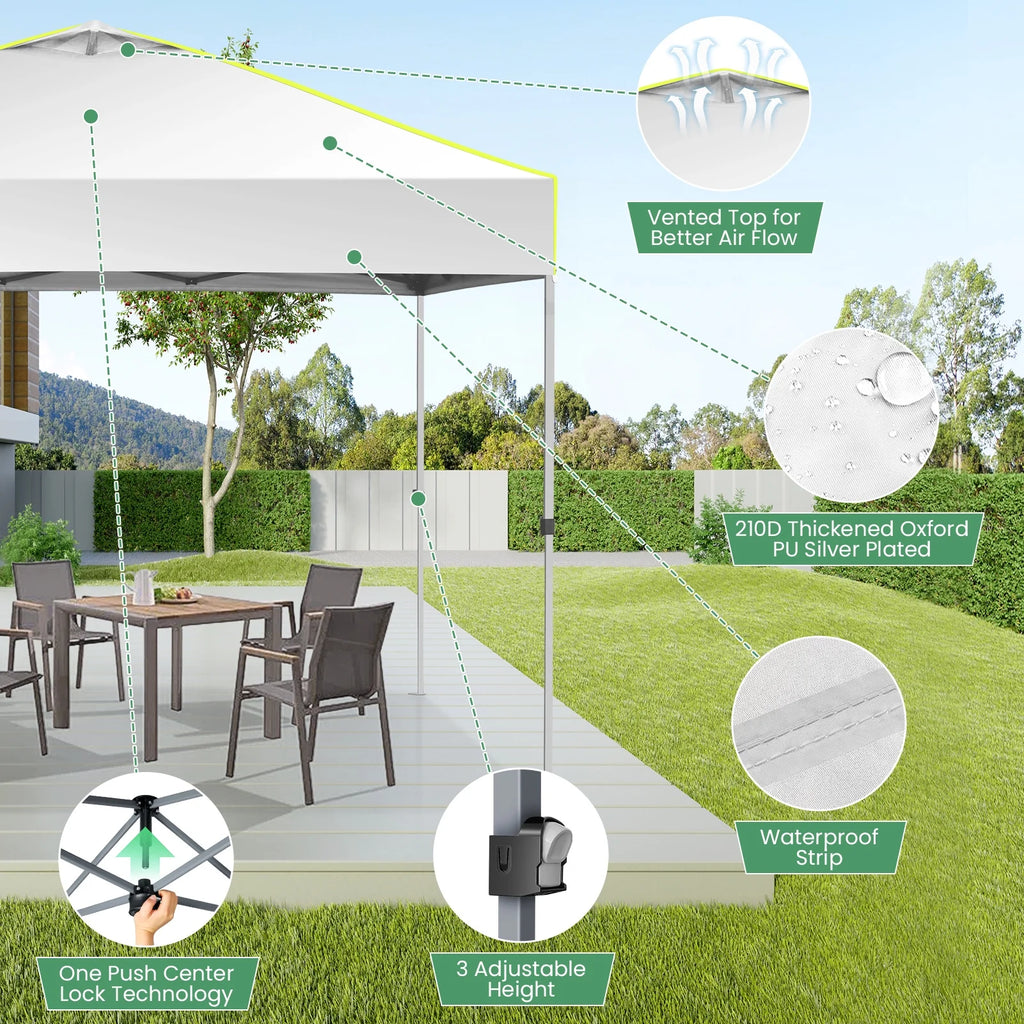 Hoteel Canopy 10x10 Pop Up Canopy Tent 1-Button Push Easy up Outdoor Canopy Instant Portable Commercial Shelter Waterproof UPF50+ Gazebo with Reflective Strip, Air Vent & 4 Sandbags, Black