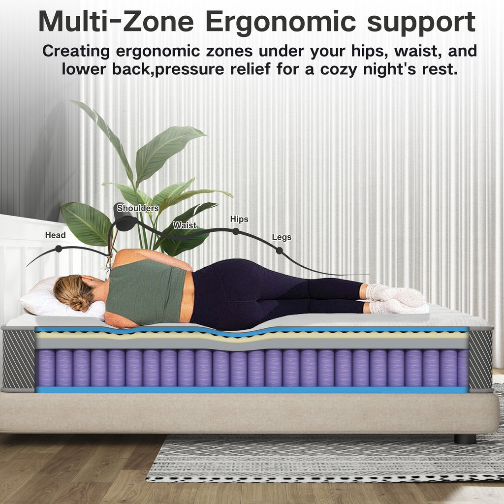 Queen Size Mattress, 12 Inch Memory Foam Hybrid Mattress Full Size in a Box, Back Pressure & Pain Relief, Medium Firm Mattresses, Motion Isolation,CertiPUR-US