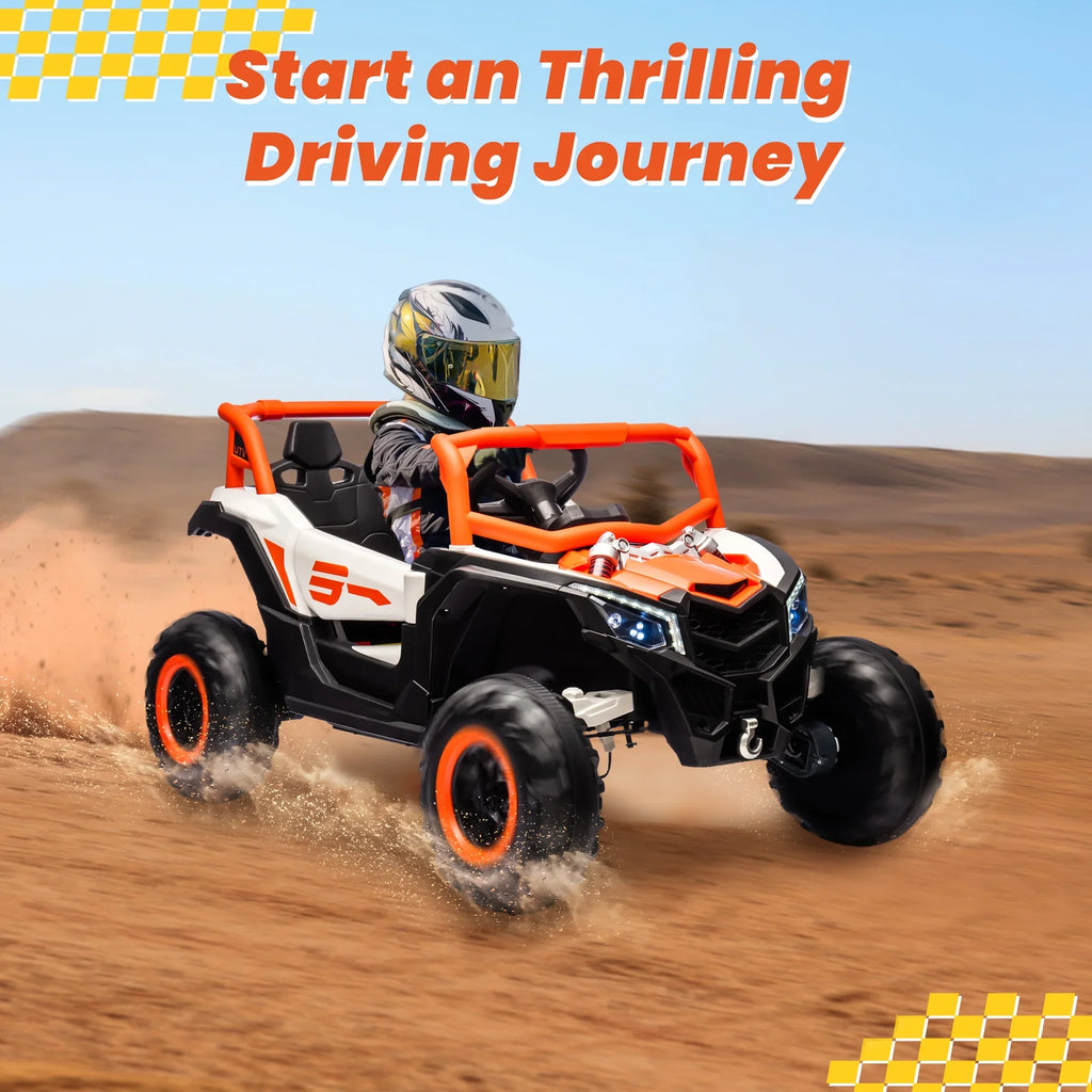 Joyracer 4WD 24 Volt Ride on Toys, 2 Seater Power Car wheels UTV with 800W Motors, Remote Control, Bluetooth Music, Spring Suspension, LED Light, Pink