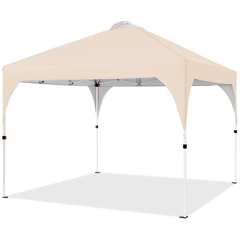 Topeakmart 8x8ft Pop Up Canopy Tent with Adjustable Height and Roller Bag, White