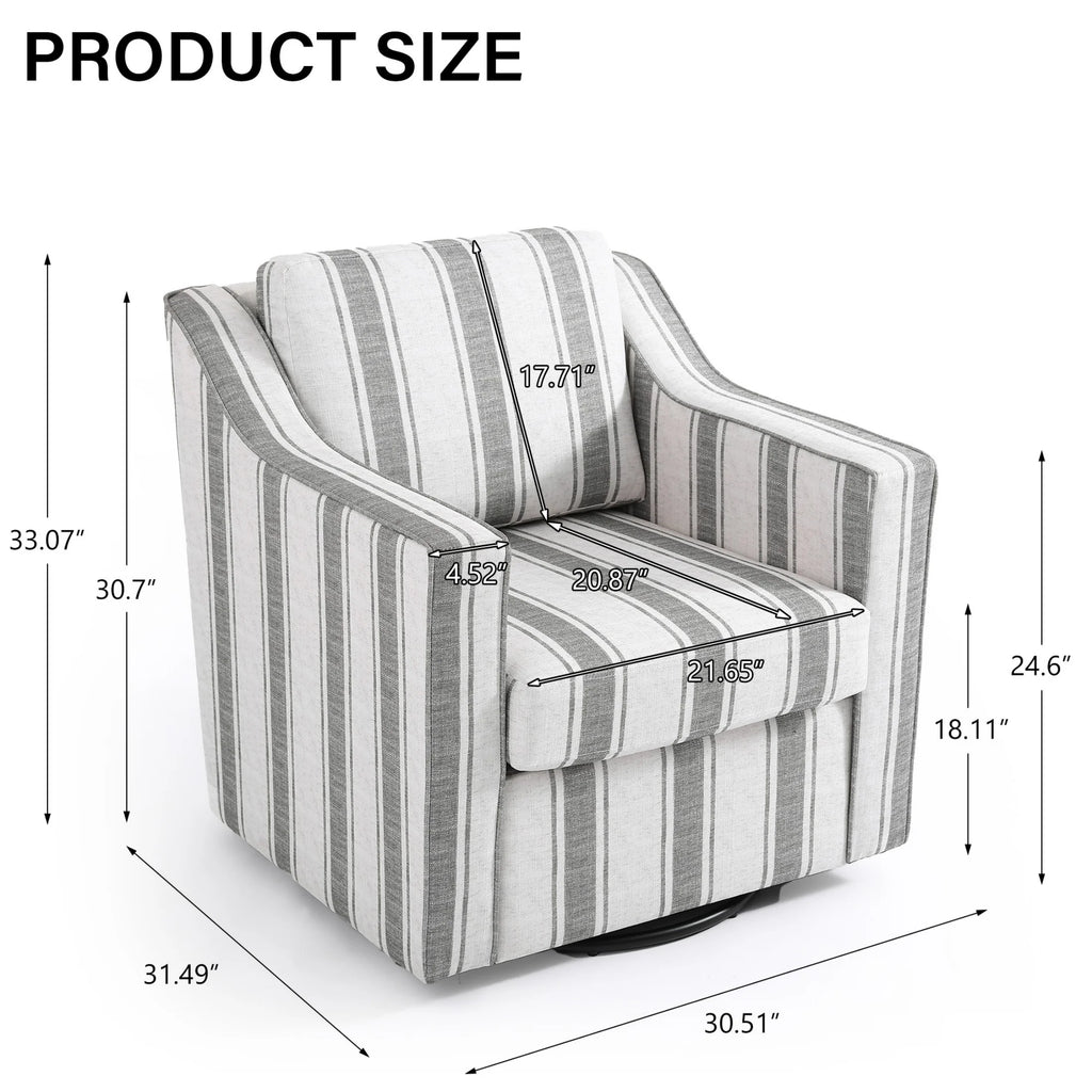 Swivel Accent Chair for Living Room, Modern Upholstered Barrel Arm Chair with Plump Back Pillow, Comfy Club Sofa Reading Chair for Adults (Chenille Navy, Set of 1)