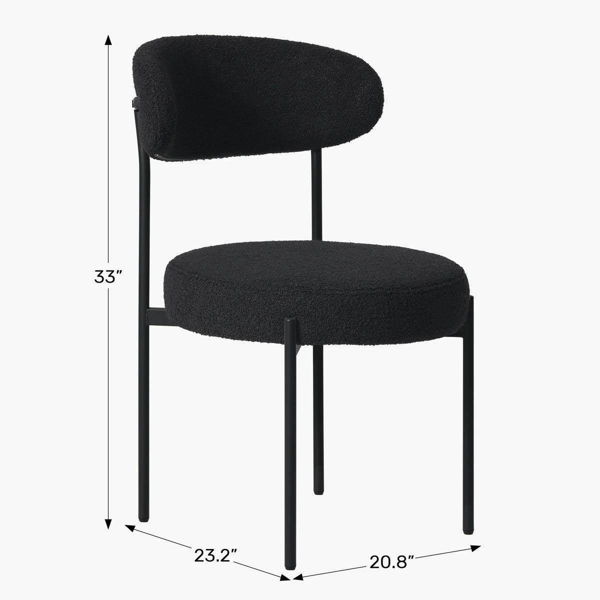 WestinTrends Alexandria Mid-Century Modern Upholstered Sherpa Round Dining Chairs (Set of 4), Sunset Gold