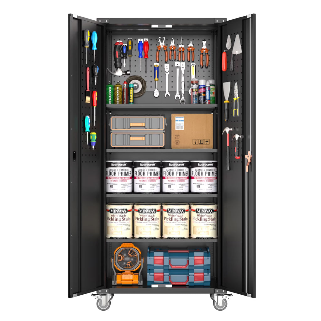 Aobabo 72 Inch Locking Storage Cabinet w/ Adjustable Shelves, Gray