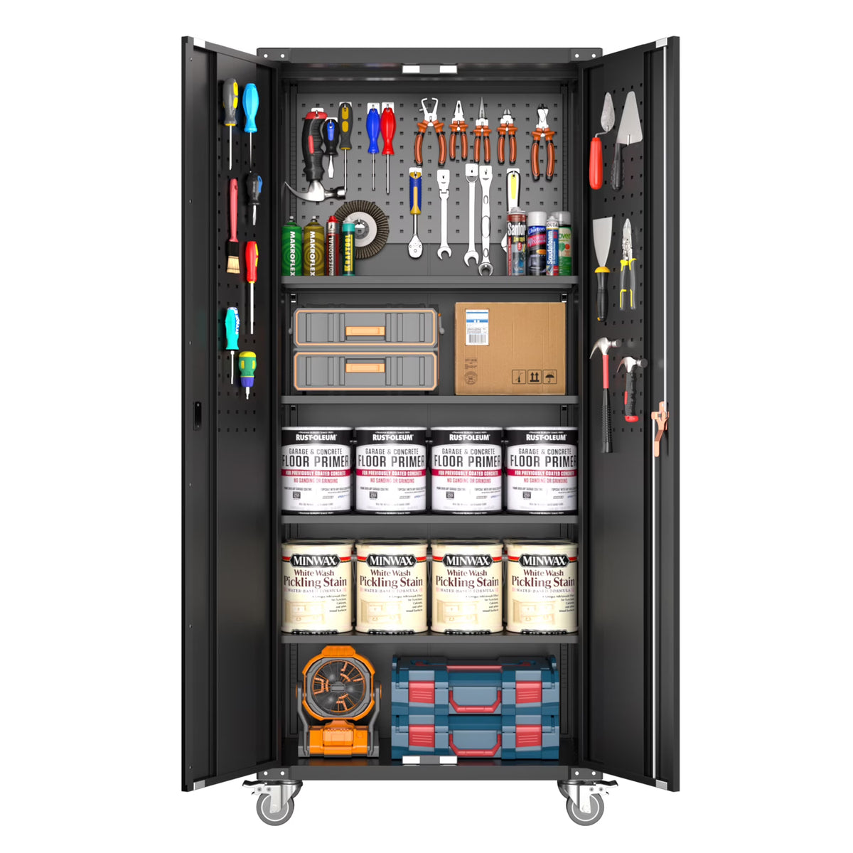 Aobabo 72 Inch Locking Storage Cabinet w/ Adjustable Shelves, Gray