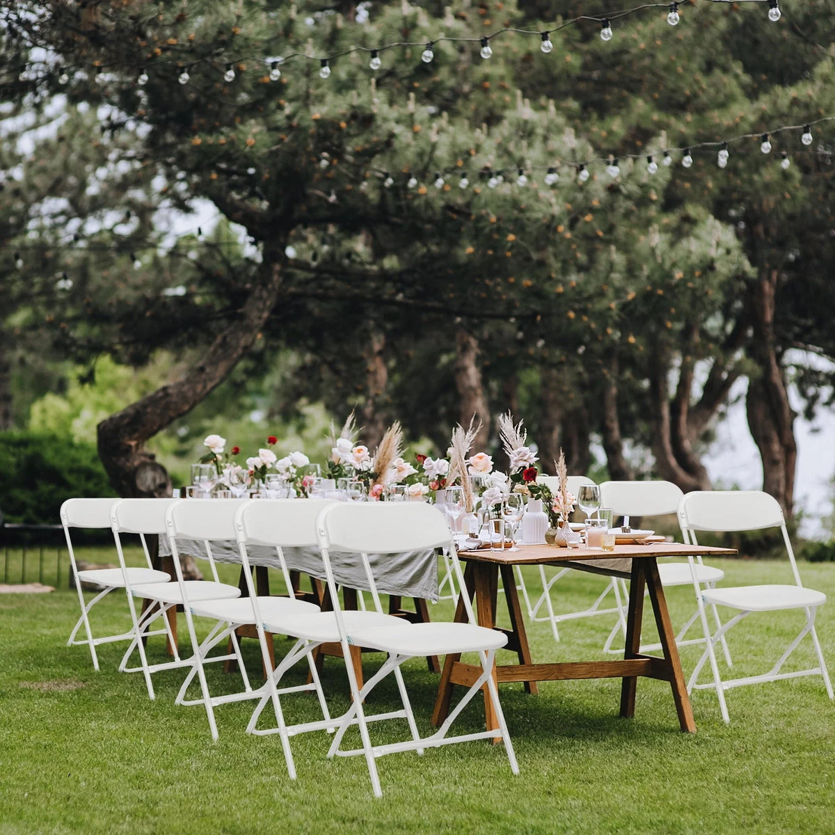 Zimtown Set of 4 White Plastic Folding Chairs Heavy Duty Portable Stackable Party Event Chairs, Plastic Portable Party Chairs