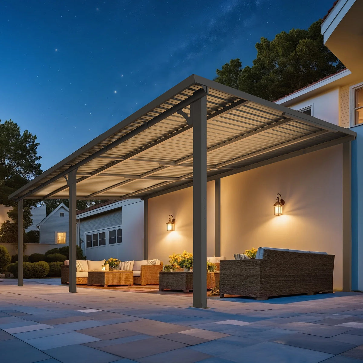 AECOJOY 10' x 12' Hardtop Gazebo, Heavy Duty Outdoor Gazebo with Galvanized Steel Sloping Roof, All Weatherproof Metal Gazebo Featuring Vertical Stripes for Patio, Backyard, and Lawns