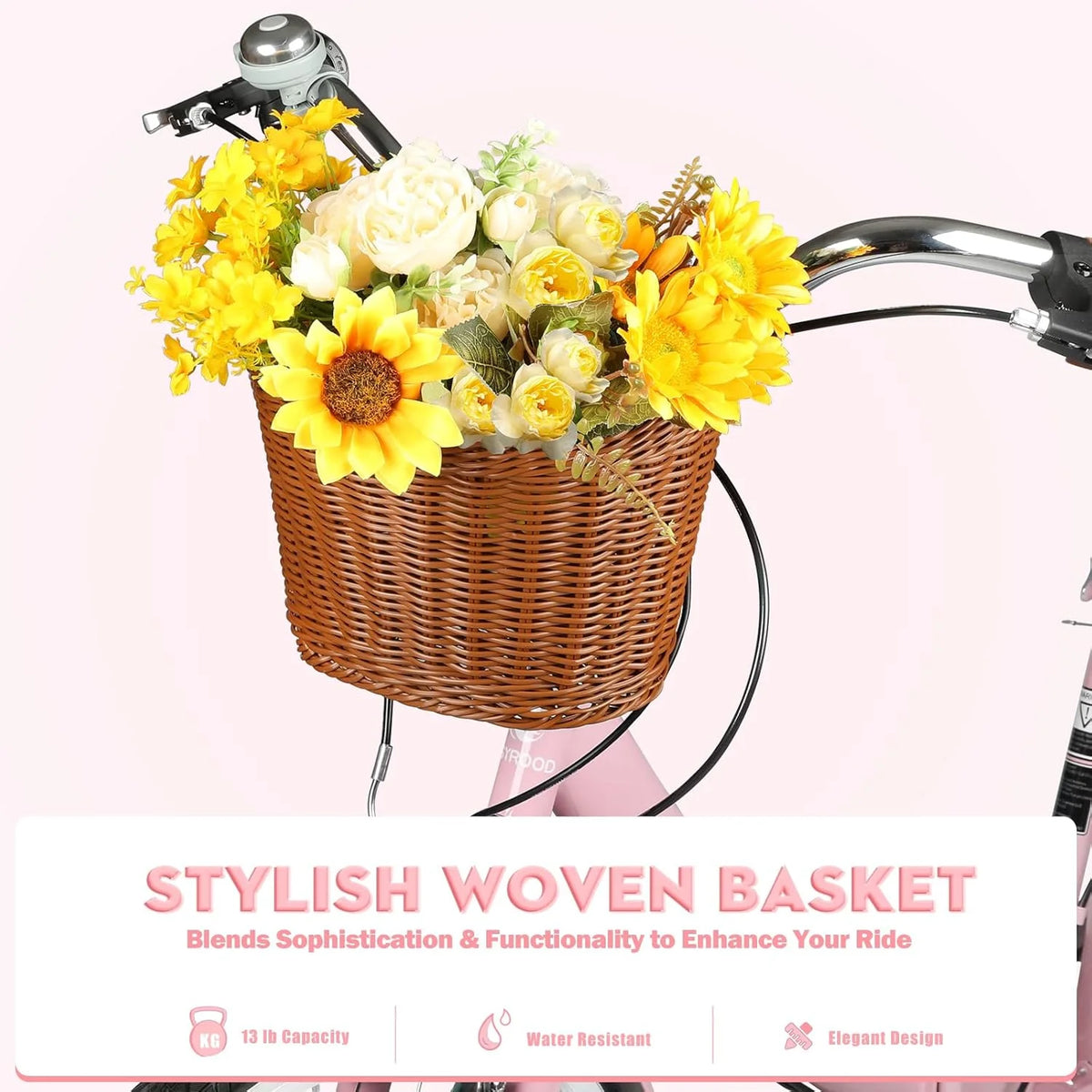 Gaonala 26 inch Womens 7-Speed Pink Cruiser bicycles a versatile family bike and womens beach bikes for urban commutes and leisure