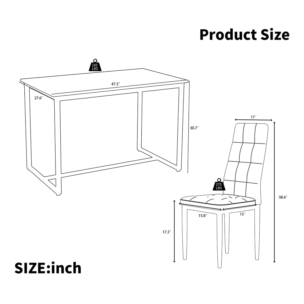 Seizeen Solid Wood Kitchen Table and Chairs, Dining Room Table Set for 4 with Gray Upholstered Chairs, Wood Grain Table Heavy-Duty Frame, Rustic Minimalist Style Breakfast Nook Set
