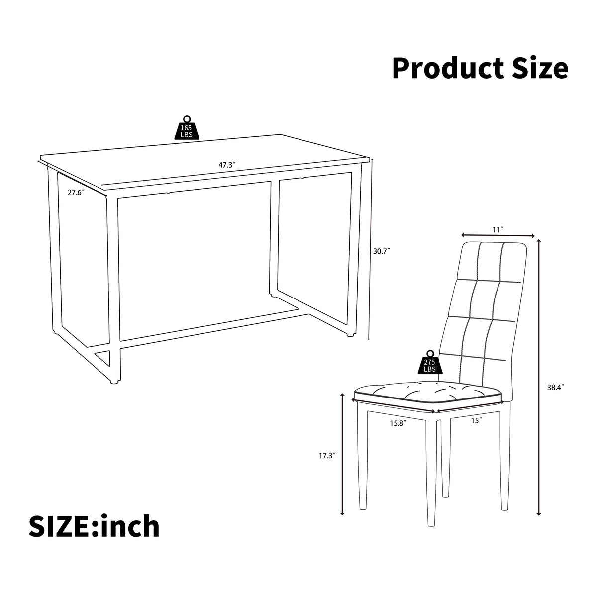 Seizeen Solid Wood Kitchen Table and Chairs, Dining Room Table Set for 4 with Gray Upholstered Chairs, Wood Grain Table Heavy-Duty Frame, Rustic Minimalist Style Breakfast Nook Set
