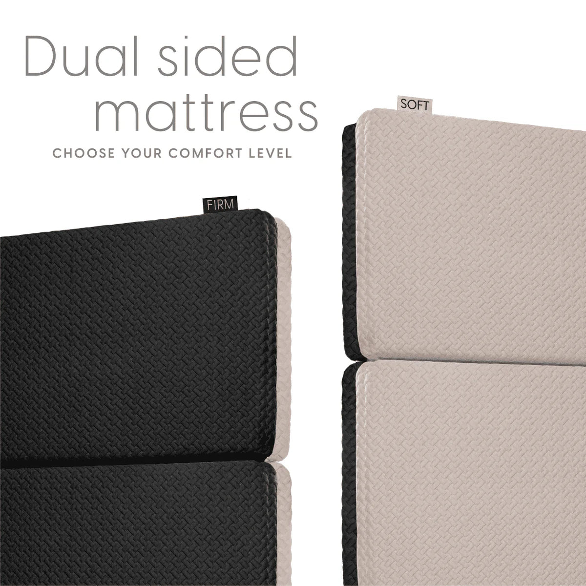 Dual Sided Premium Memory Foam Tri Folding Mattress, Waterproof Washable Cover, Size: Cot 75"x31"x6