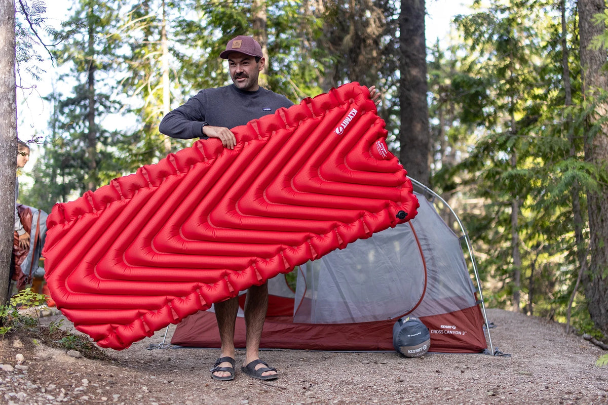Klymit Insulated Static V Luxe Outdoor Camping Sleeping Pad, Red