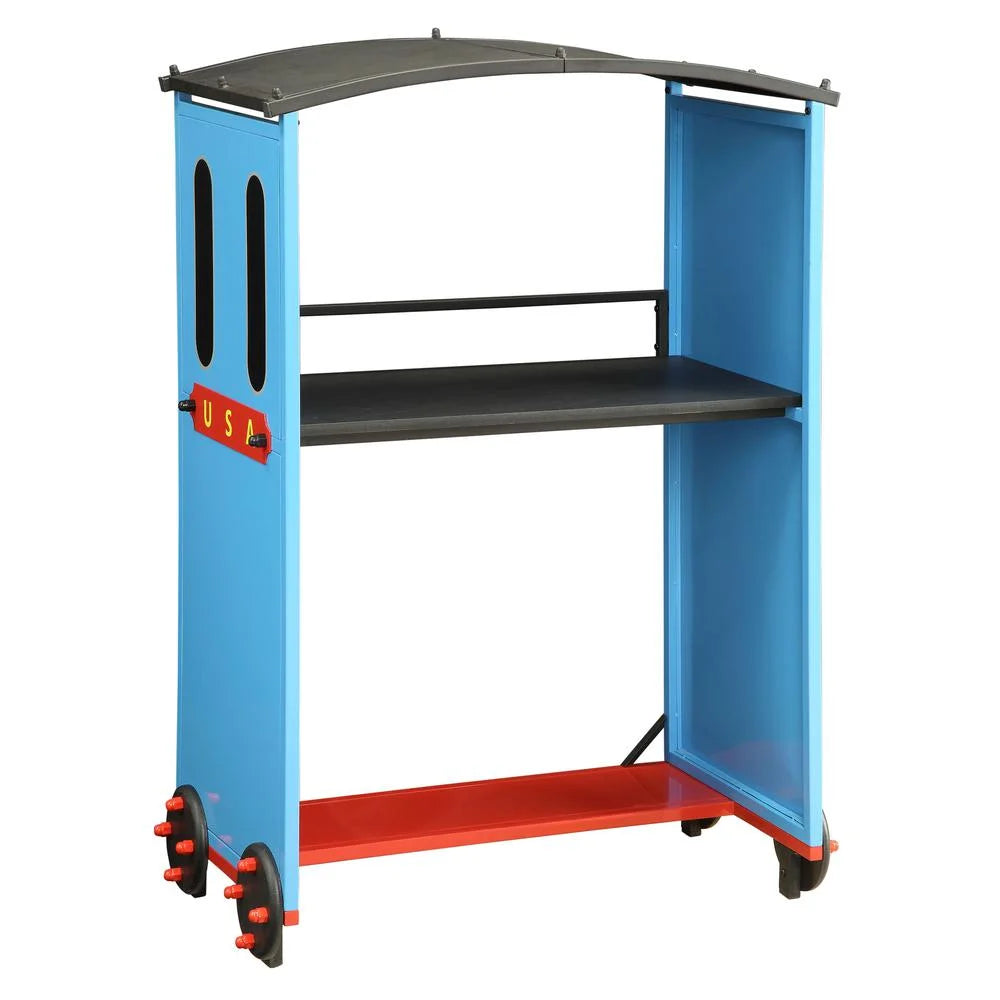 ACME Tobi Train Twin Bed with Metal Frame in Blue and Red and Black