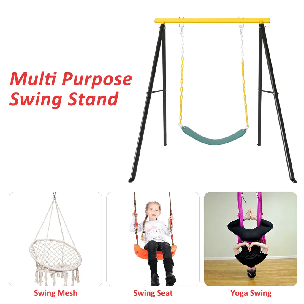 IVV Swing Stand for Porch, Outdoor Heavy Duty Swing Frame, Steel Metal Frame with 4 Ground Pegs, 73" Height Holds Up to 550lbs, Red (Swing NOT Included)