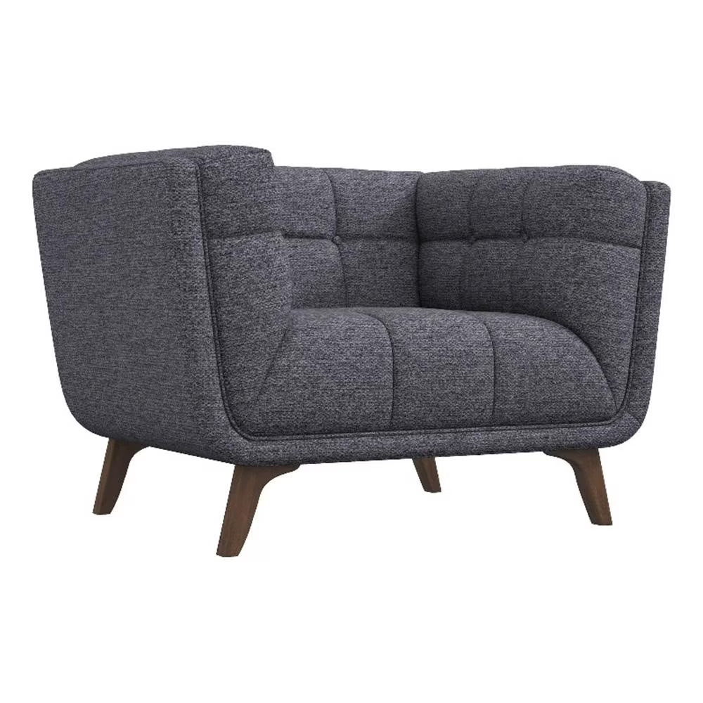 Allen Mid-Century Modern Velvet Upholstered Armchair in Blue