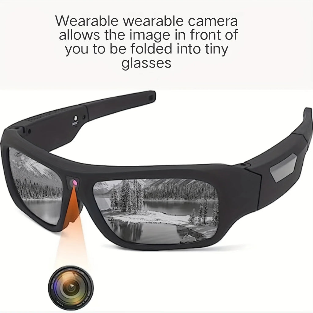 4K Camera Glasses - UHD Sports Action Cam with 64GB Card, 2-Hour Recording for Cycling, Motorcycle & Fishing, Hands-Free Body Camera (Black)