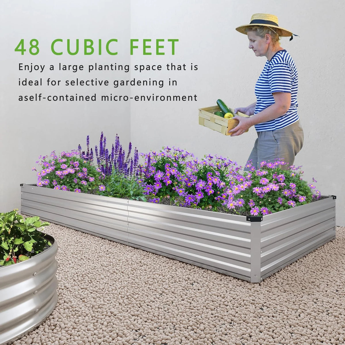 2PCS 12x2x1FT Galvanized Raised Garden Bed Kit,Vegetable Boxes-Rectangle Metal Flower Box,Large Planter Raised Beds Outdoor Garden for Planting,Fruit,Herb-Black