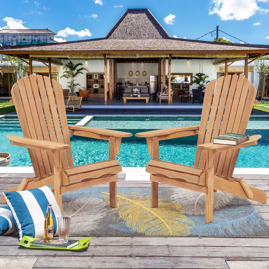 uhomepro Outdoor Adirondack Chairs Set of 2, Folding Fire Pit Chair, Weather Resistant Patio Lawn Chair for Outside Deck Garden Backyard Balcony, Gray