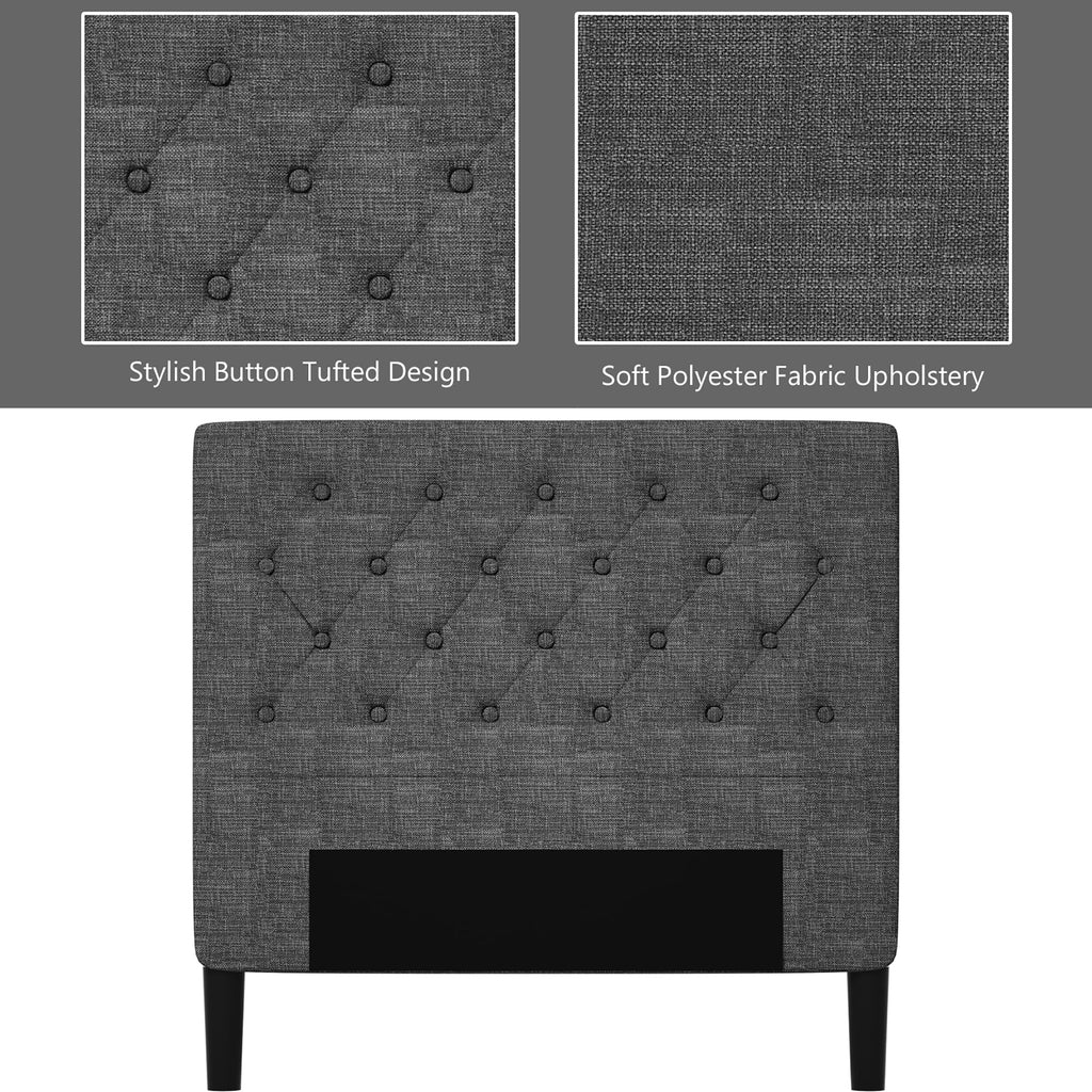 Costway Twin Upholstered Bed Frame Diamond Stitched Headboard Wood Slat Support