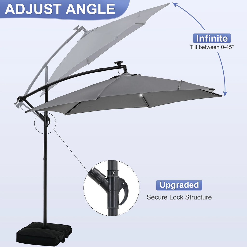Autlaycil 10 ft Cantilever Offset Outdoor Patio Umbrella with Base Stand Rotate and Tilt, Blue