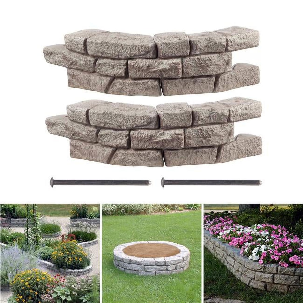MARQUEE RockLock 10 x 48 Stone Gray Garden Border Edging
