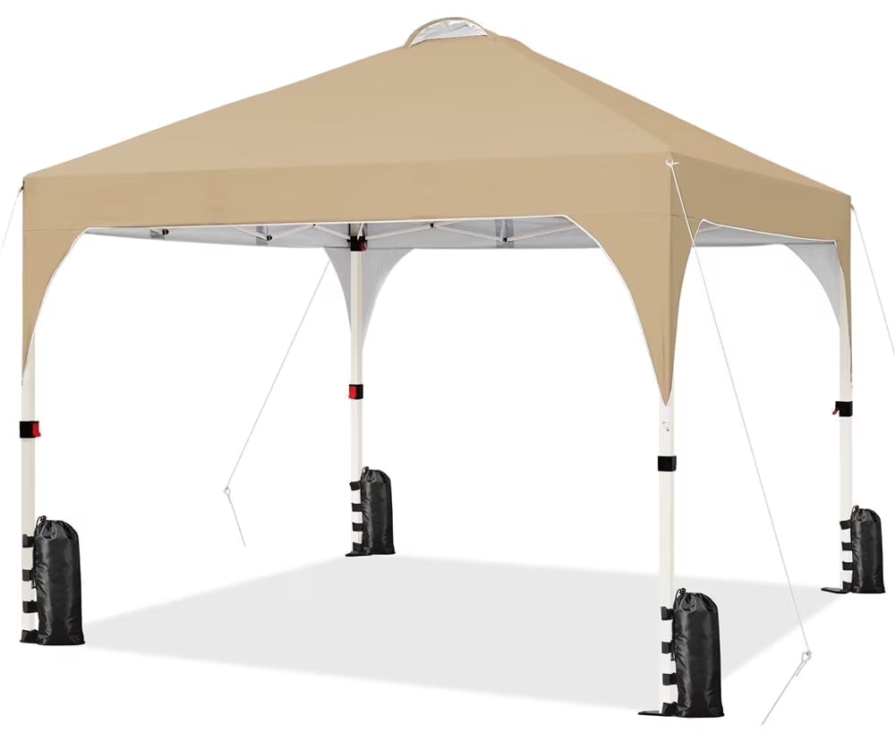 Topeakmart 8x8ft Pop Up Canopy Tent with Adjustable Height and Roller Bag, White