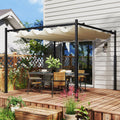Outsunny 10' x 10' Retractable Pergola with Magnetic Fixture, UPF30+ Patio Pergola, Cream White