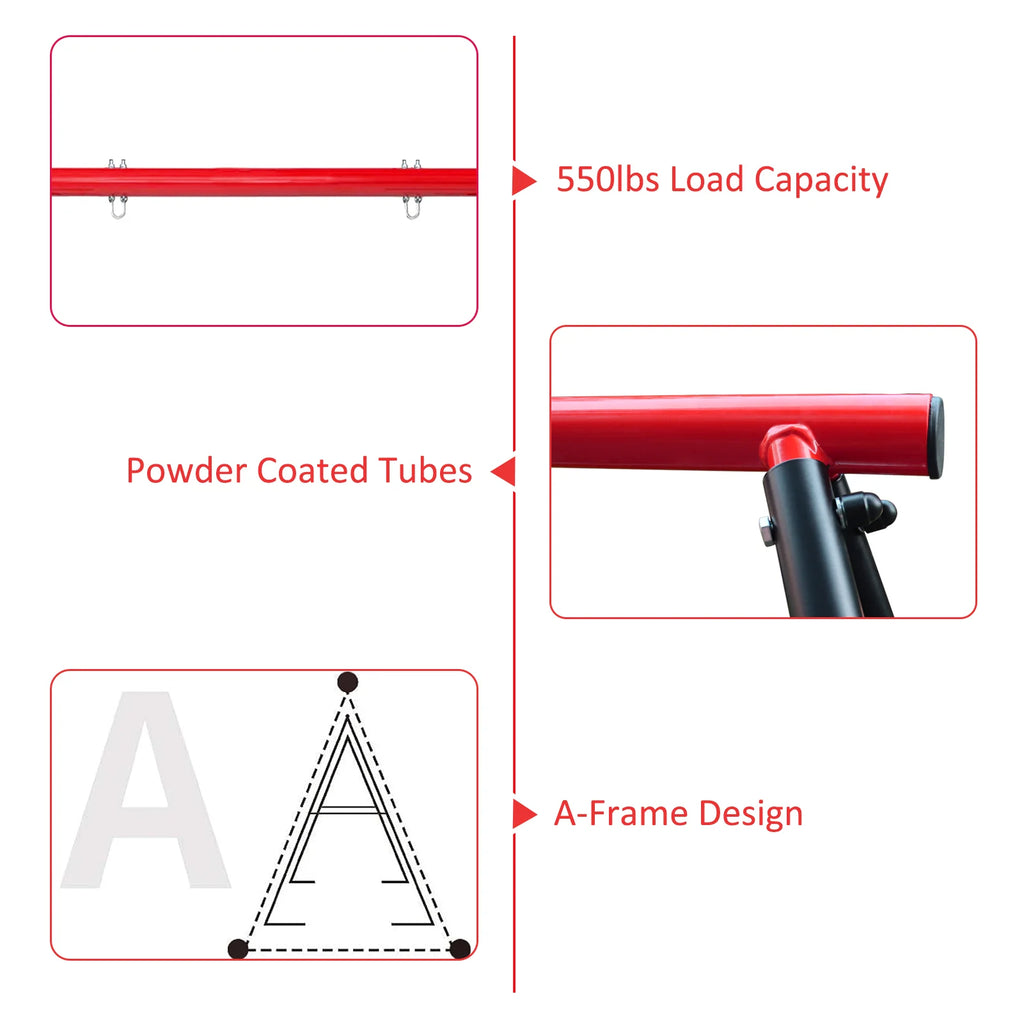 IVV Swing Stand for Porch, Outdoor Heavy Duty Swing Frame, Steel Metal Frame with 4 Ground Pegs, 73" Height Holds Up to 550lbs, Red (Swing NOT Included)