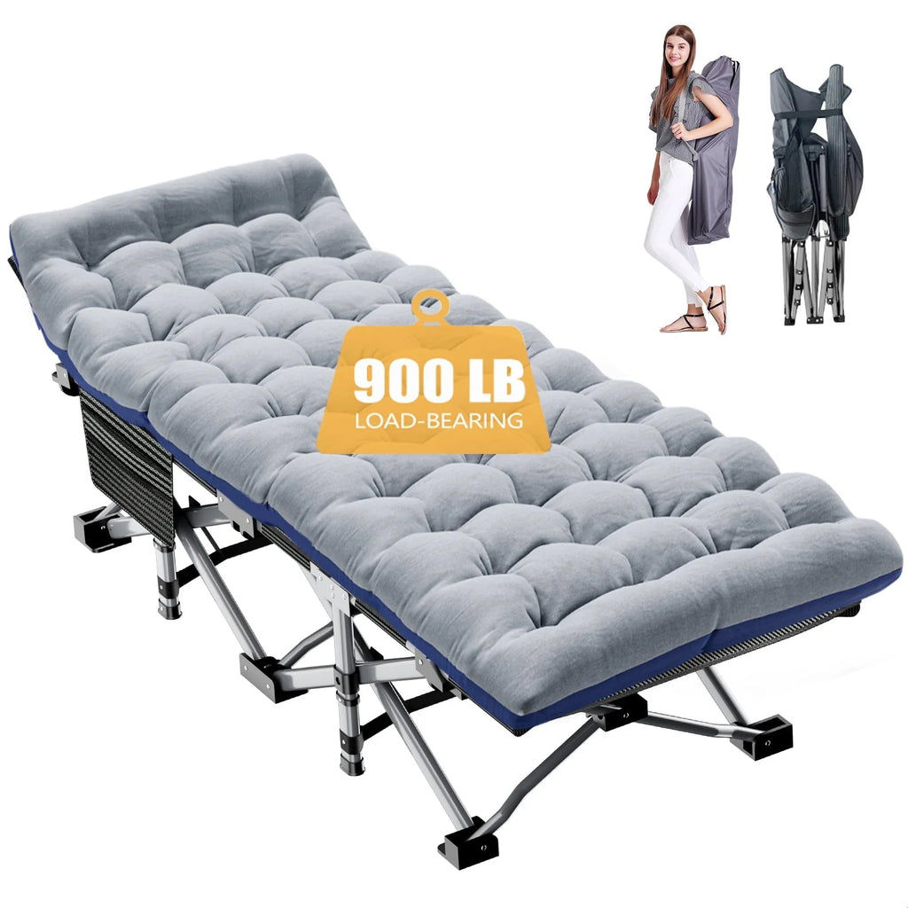 Docred Camping Cot Folding Camping Bed for Adults, Heavy Duty Collapsible Sleeping Bed, Travel Military Portable Cots Bed with Carry Bag & 2-Sided Mattress for Indoor & Outdoor Use