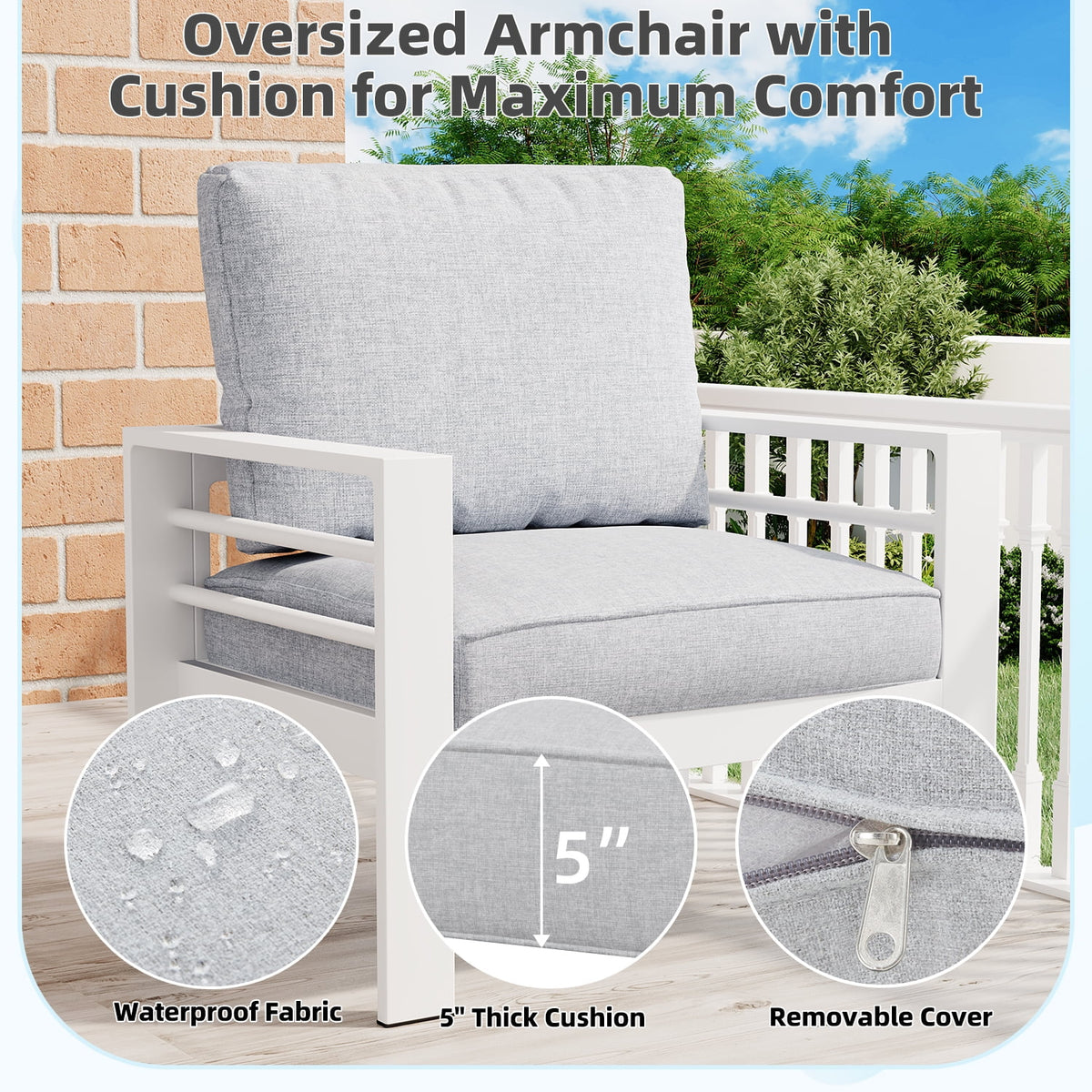 AECOJOY Aluminum Outdoor Furniture Set, 7 Pieces Metal Patio Furniture on sale Outdoor Couch Patio Conversation Set - Light Grey