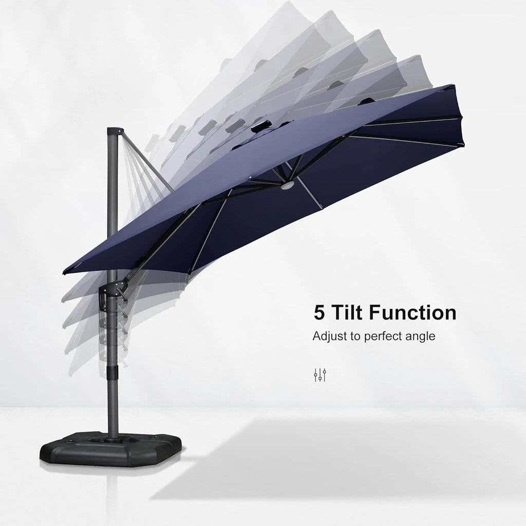 PURPLE LEAF 8x8 Ft Cantilever Umbrella Square Outdoor Patio Umbrella Large Offset Hanging Umbrella Aluminum Umbrella with 360°Rotation Adjustable Garden Pool Umbrella,Beige