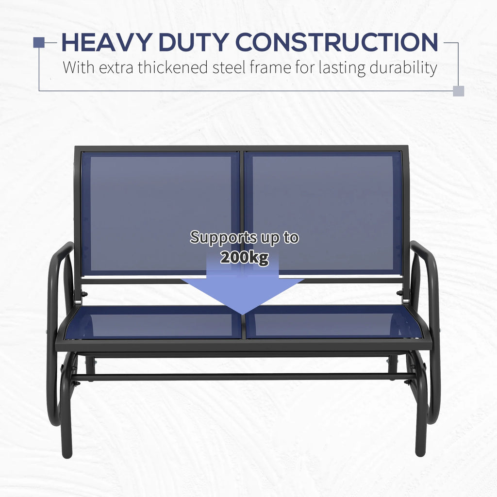 Outsunny 2-Person Outdoor Glider Bench, Patio Double Swing Rocking Chair Loveseat w/Powder Coated Steel Frame for Backyard Garden Porch, Black