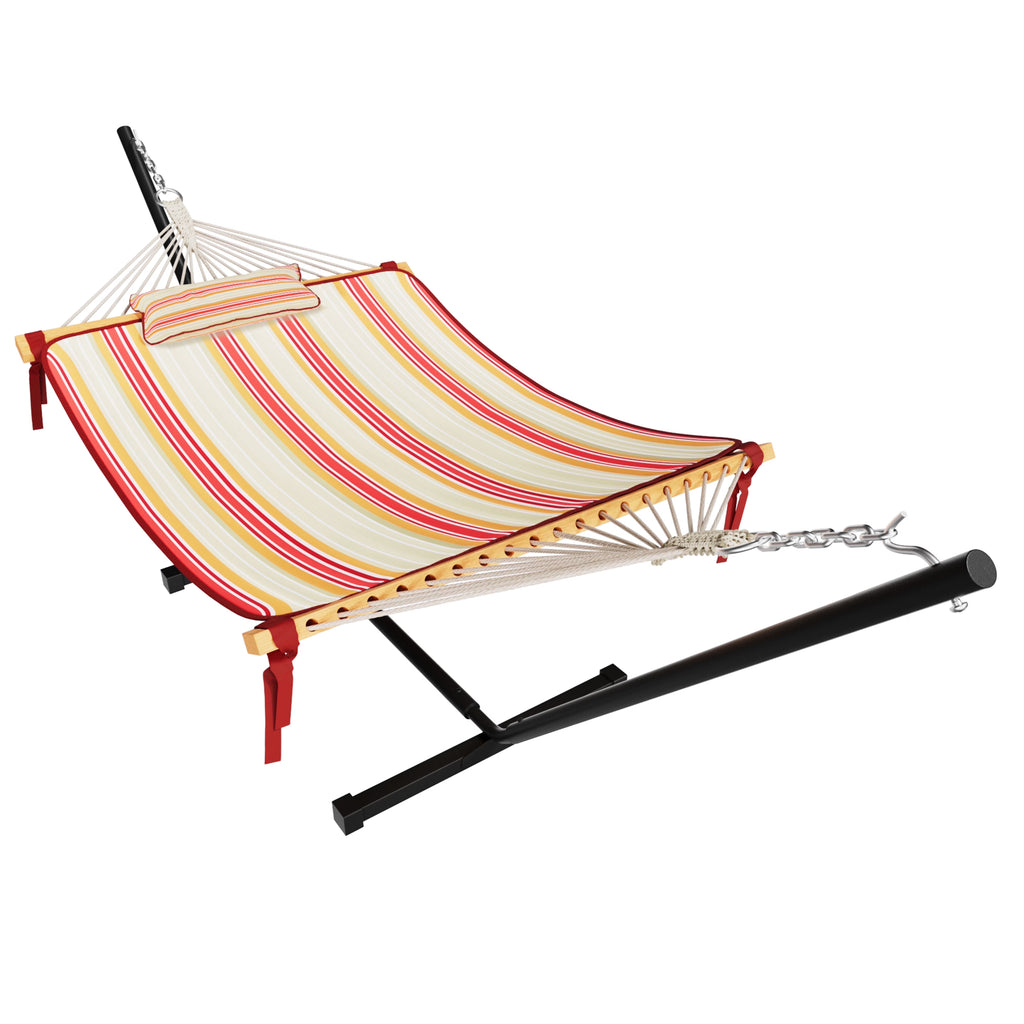 VEIKOUS 2-Person Hammock w/Metal Stand, Detachable Pad & Pillow 450lbs Weight Capacity, White
