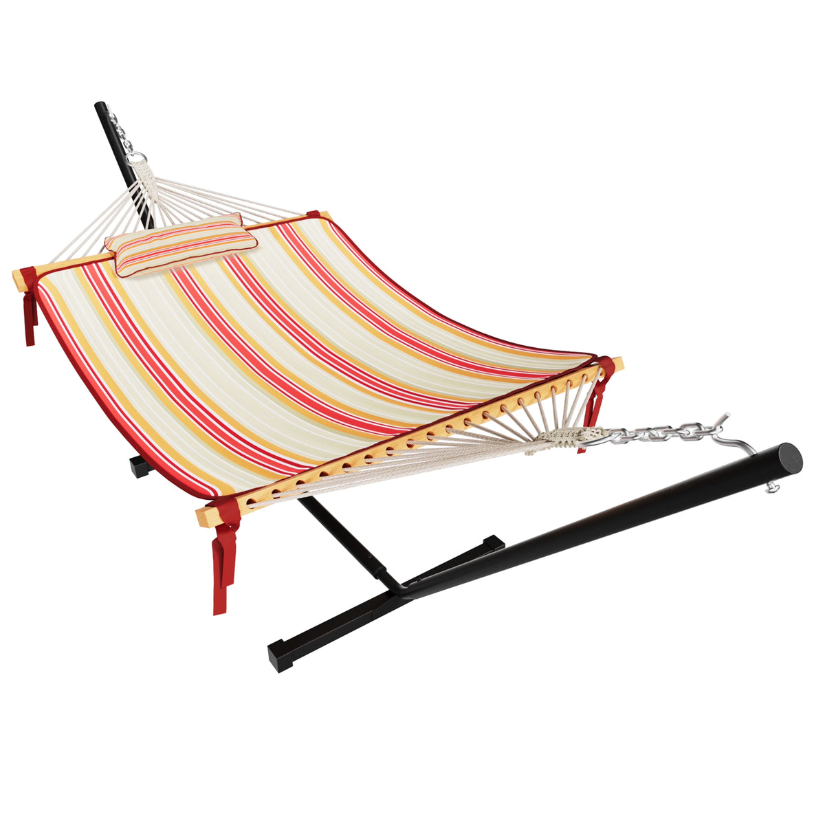VEIKOUS 2-Person Hammock w/Metal Stand, Detachable Pad & Pillow 450lbs Weight Capacity, White