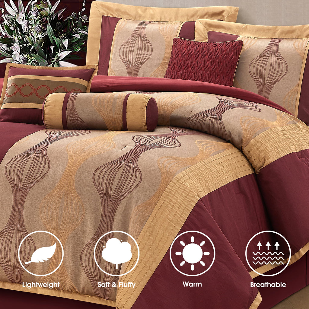 Lanco Black Silver Comforter Set , California King Size , 7 Pieces Fashion Jacquard Bedding Set