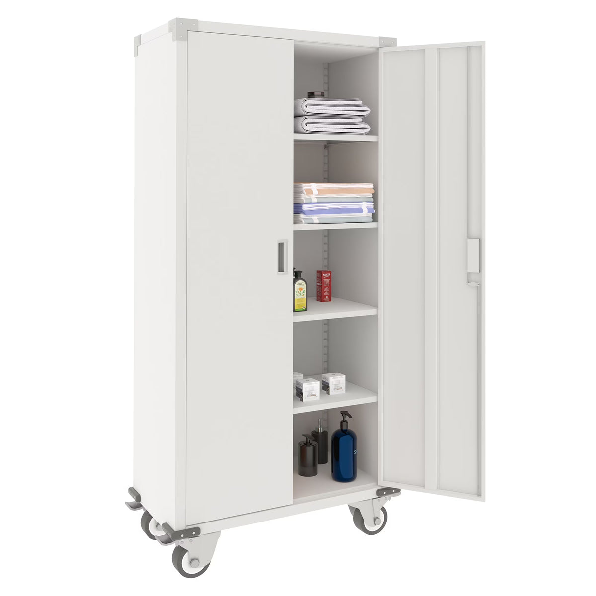 Aobabo 72 Inch Locking Storage Cabinet w/ Adjustable Shelves, Gray