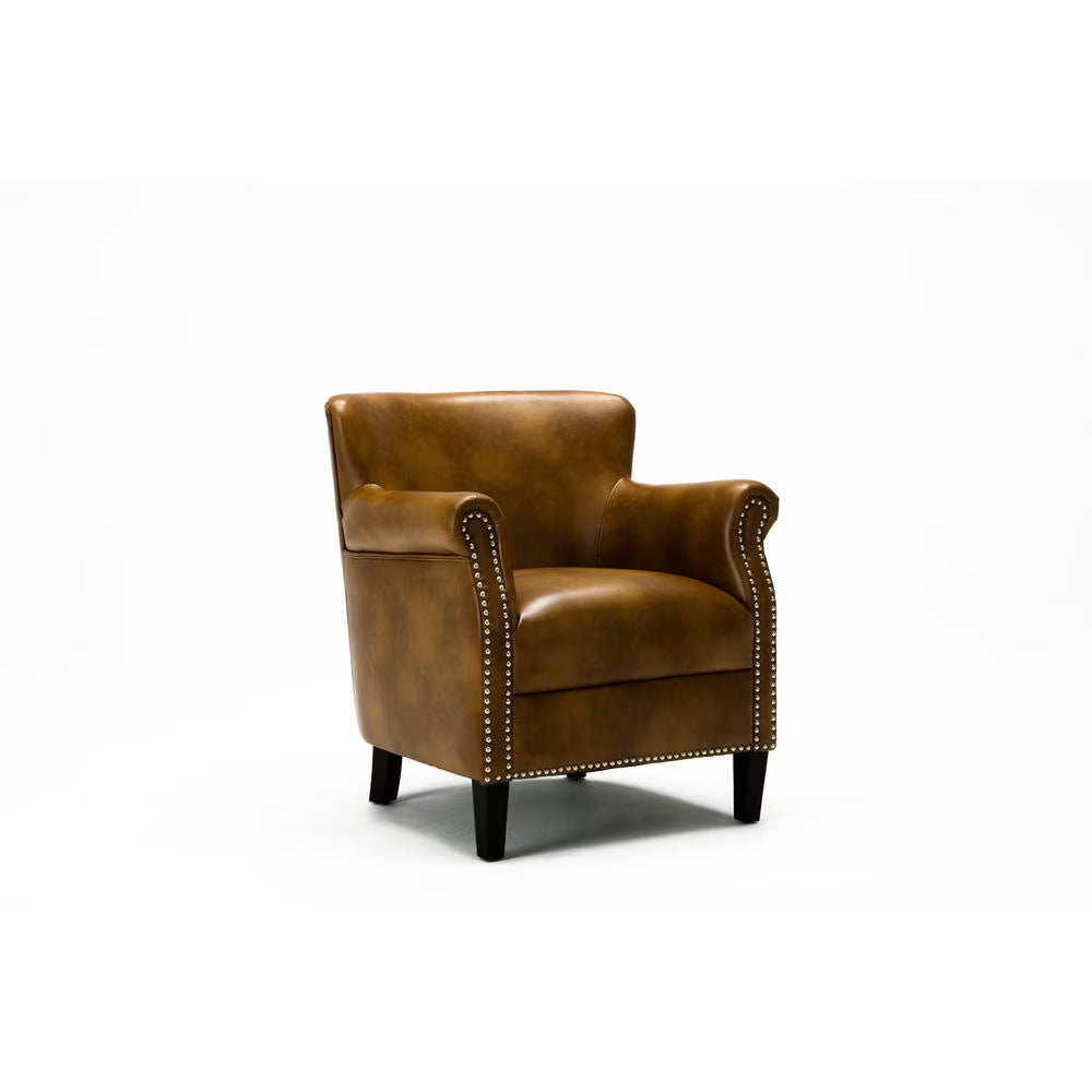 Comfort Pointe Holly Navy Blue Faux Leather Club Chair with Nail Head Trim