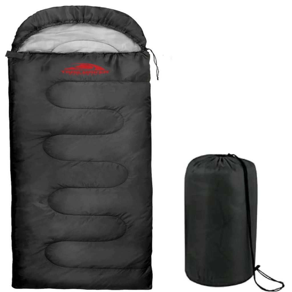 10 Pack Bulk Wholesale of Cold Weather Hooded Sleeping Bags for Adults, Kids, Homeless, Camping, Indoors, Outdoors - 10 Count Hooded Sleeping Bags in Black 71"L x 30"W