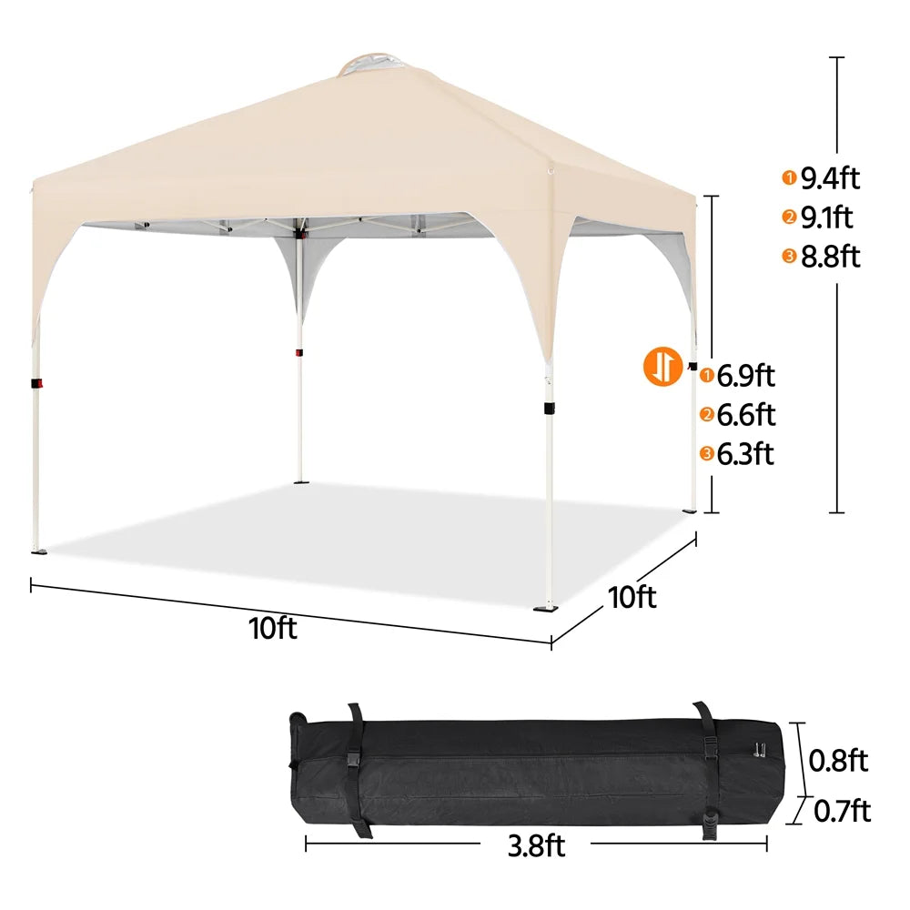 Topeakmart 8x8ft Pop Up Canopy Tent with Adjustable Height and Roller Bag, White