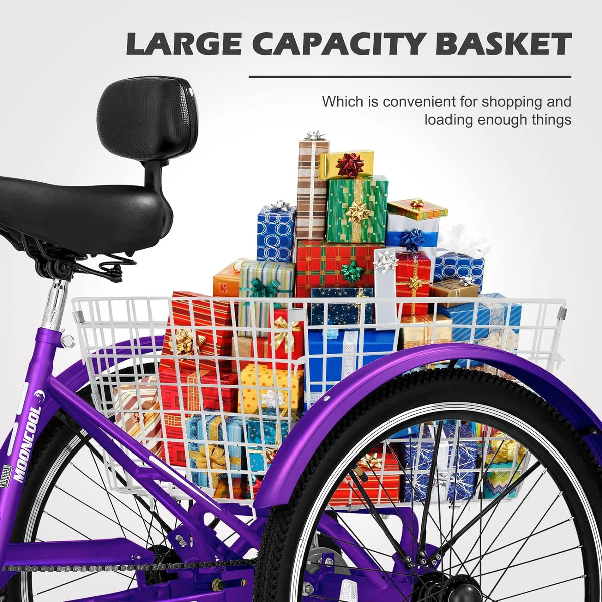 FICISOG 7 Speed Adult Tricycle for Women, 20/24/26 Inch Adult Trike with Basket, 3 Wheel Bikes for Adults Seniors, Cruise Trike for Shopping Picnic
