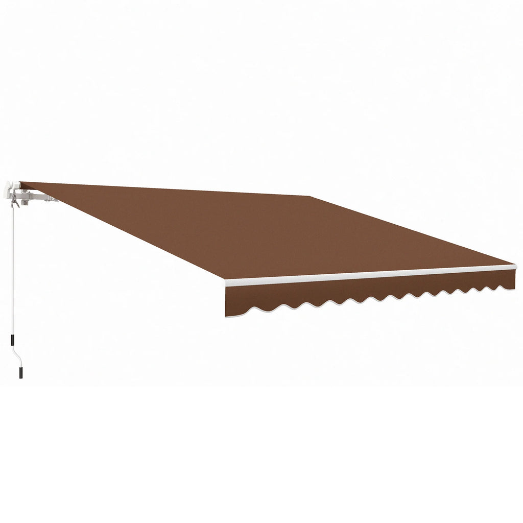 Outsunny 12' x 10' Manual Retractable Awning Outdoor Sunshade Shelter for Patio, Balcony, Yard, with Adjustable & Versatile Design, Beige and White